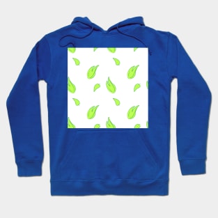 Background illustration white, green leaves, plant, botany, decorative design pattern Hoodie